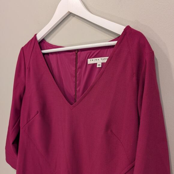 Trina Turk Silvia 3/4 Sleeve Sheath Dress Barbiecore Business Brunch - Size 10 - Picture 3 of 8